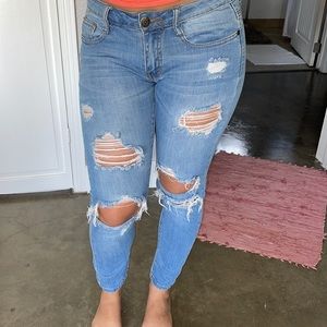 Blue ripped jeans